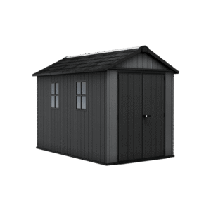Keter 7.5’x11′ Newton Plus Front Entry Plastic Shed – Dark Grey