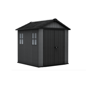 Keter 7′ x 7.5′  Newton Plus Side Entry Plastic Shed – Dark Grey