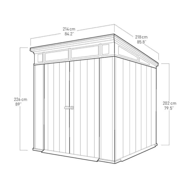 Keter 7’x 7′ Artisan Heavy Duty Plastic Pent Shed – Grey - Image 13