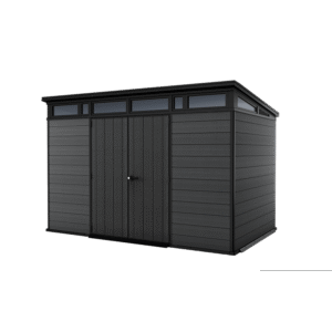 Keter 11’x 7′ Cortina Heavy Duty Plastic Pent Shed – Dark Grey