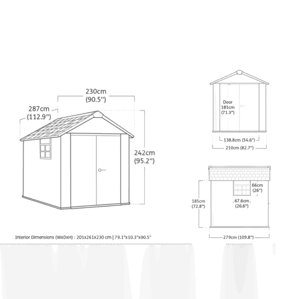 Keter 7.5′ x 9′ Oakland Heavy Duty Plastic Shed – Grey - Image 14
