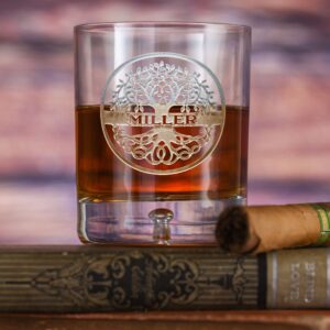 Fivetownsgift Family Tree Engraved Crystal Bourbon Glass – Personalized Gift