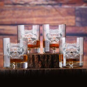 Fivetownsgift Engraved "Your Poison" Crystal Whiskey Glass Set – Arsenic & Cyanide Theme