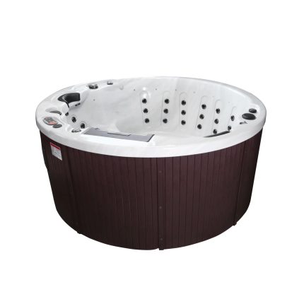 Canadian Spa Co 5 – Person 38 – Jet Acrylic Round Hot Tub With Ozonator And Built-In Speaker In Sterling Silver Walnut