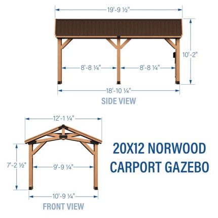 20′ X 12′ Norwood Carport Gazebo